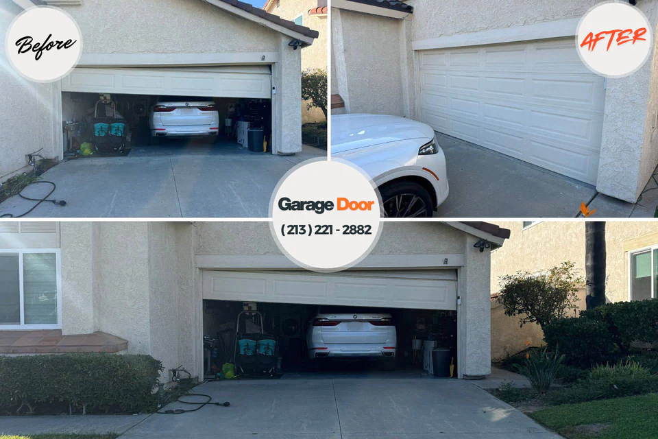 Before and after: garage door repair St. Georges, DE